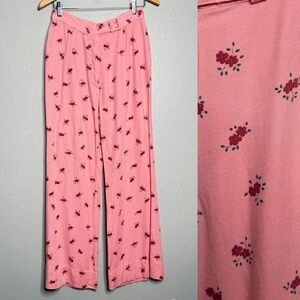 Vintage Murr’s Of California Bell Bottom Flare Pink Floral Wide-Leg Pants